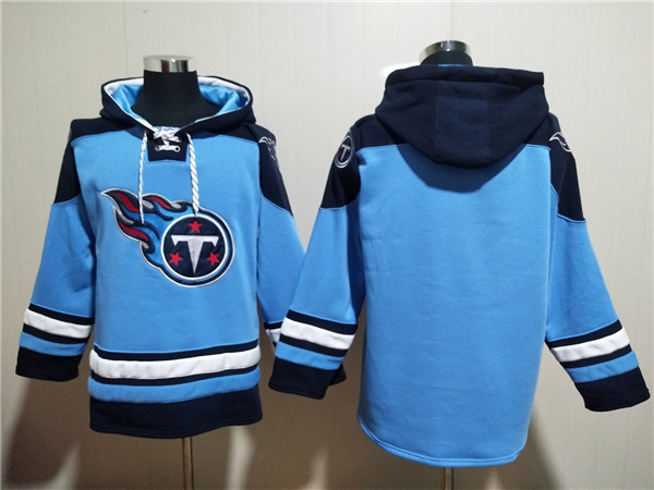 Men's Tennessee Titans Blank Blue Lace-Up Pullover Hoodie